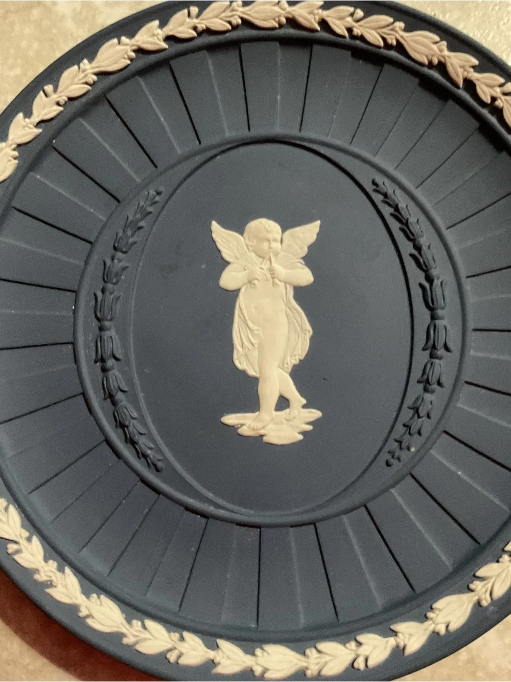 Vintage Wedgwood Blue Jasperware Cherub Cabinet Plate 6.5